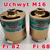 Otwornice diamentowe M16 do betonu Fi 68 mm + Fi 82 mm + Adapter SDS+ (+ wiertło prowadzące)